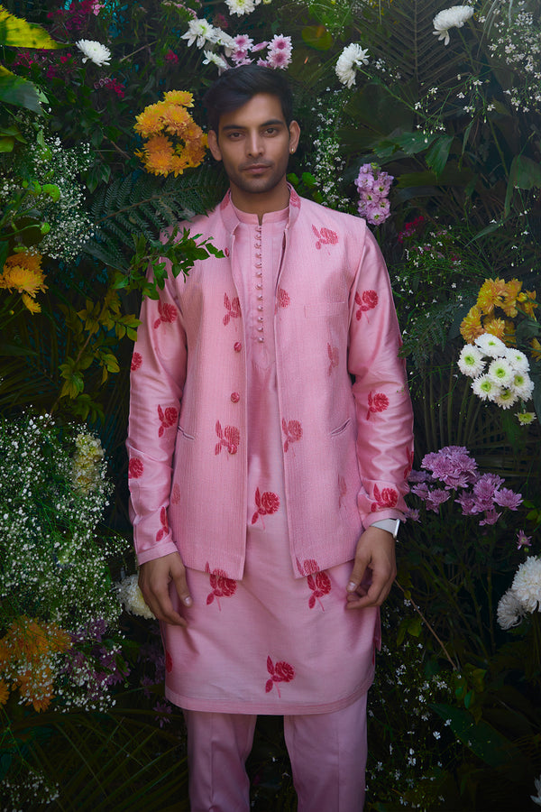 Prism Pink Kurta & Waistcoat Set