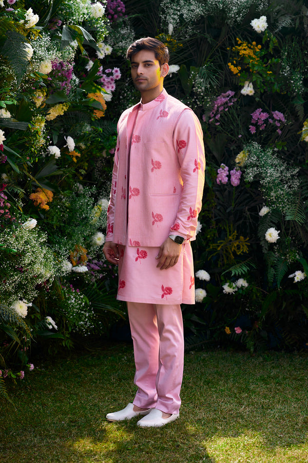 Prism Pink Kurta & Waistcoat Set