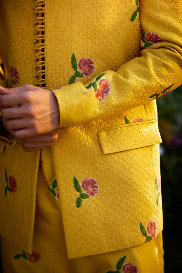 Golden Yellow Kurta & Waistcoat Set