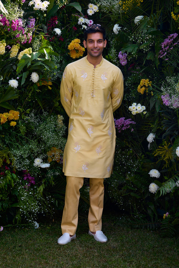 Lemon Yellow Kurta & Waistcoat Set