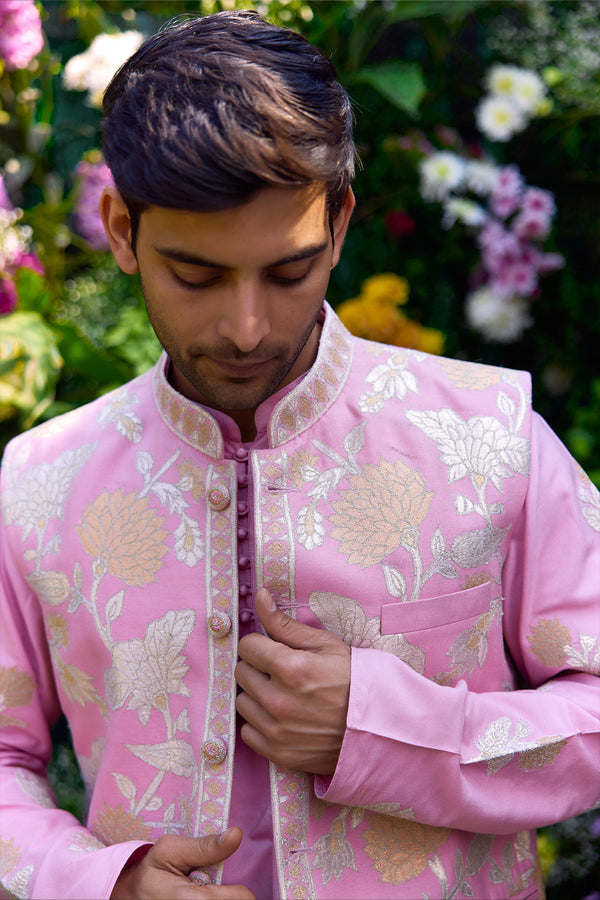 Orchid Pink Kurta & Waistcoat Set