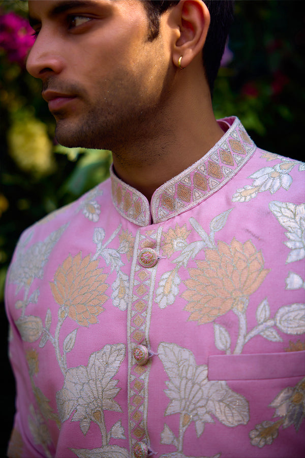 Orchid Pink Kurta & Waistcoat Set