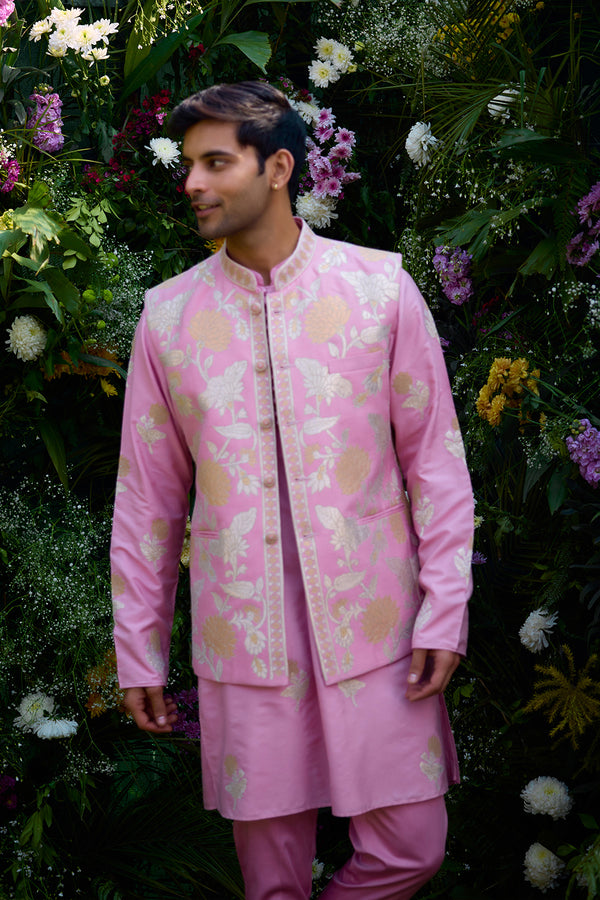 Orchid Pink Kurta & Waistcoat Set