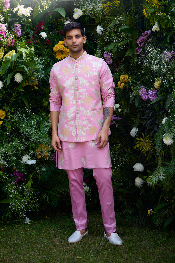 Orchid Pink Kurta & Waistcoat Set