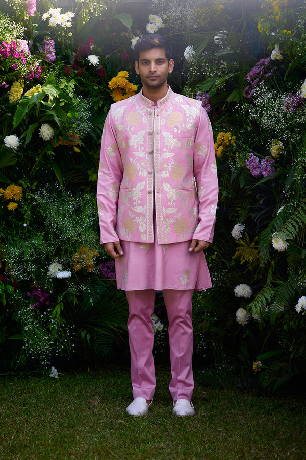 Orchid Pink Kurta & Waistcoat Set