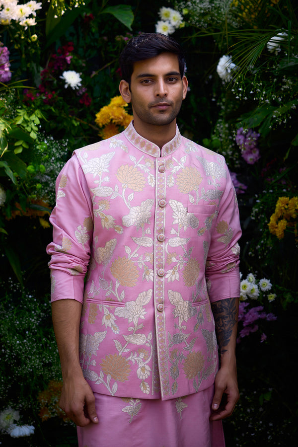 Orchid Pink Kurta & Waistcoat Set