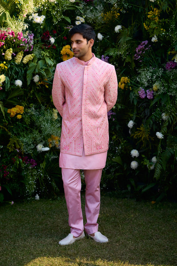 Coral Pink Kurta & Bandhgala Set