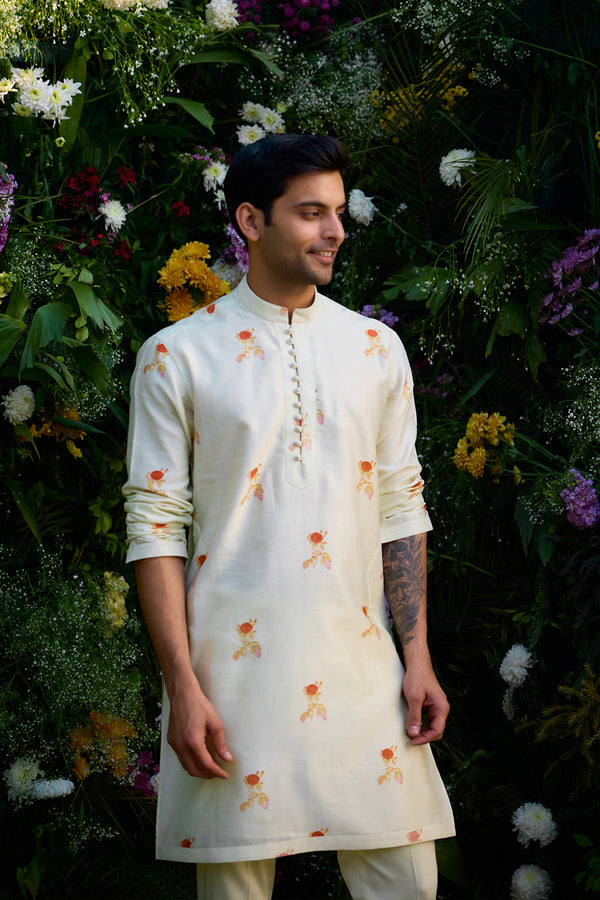 Winter White Kurta & Waistcoat Set