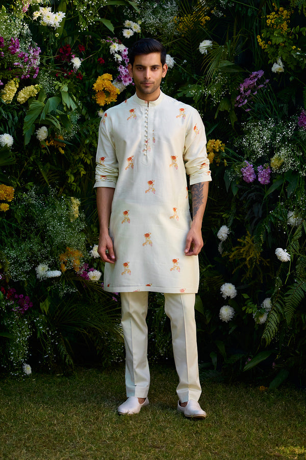 Winter White Kurta & Waistcoat Set