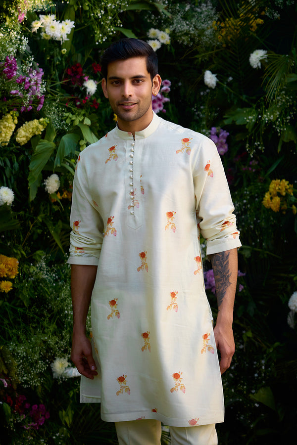 Winter White Kurta & Waistcoat Set