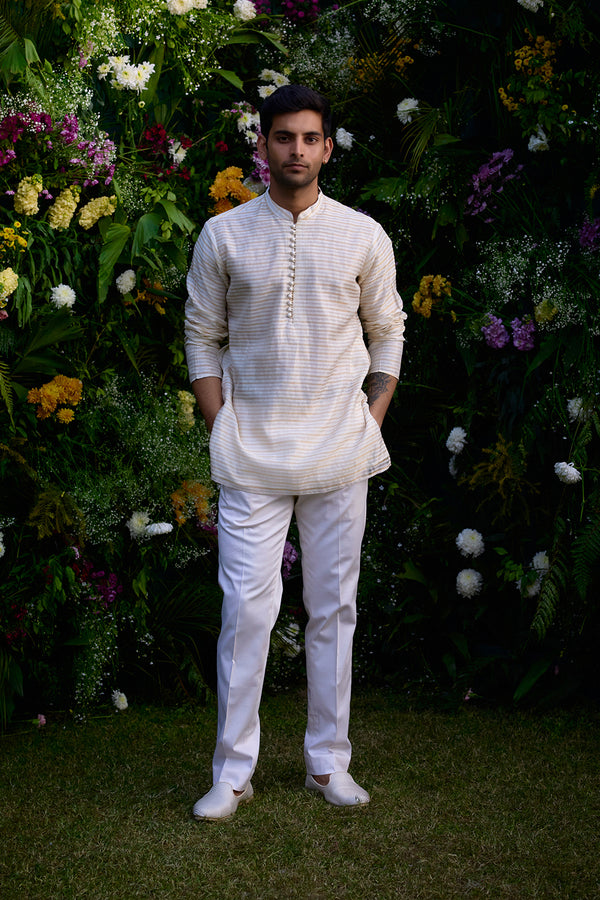 Pristine White Kurta & Waistcoat Set