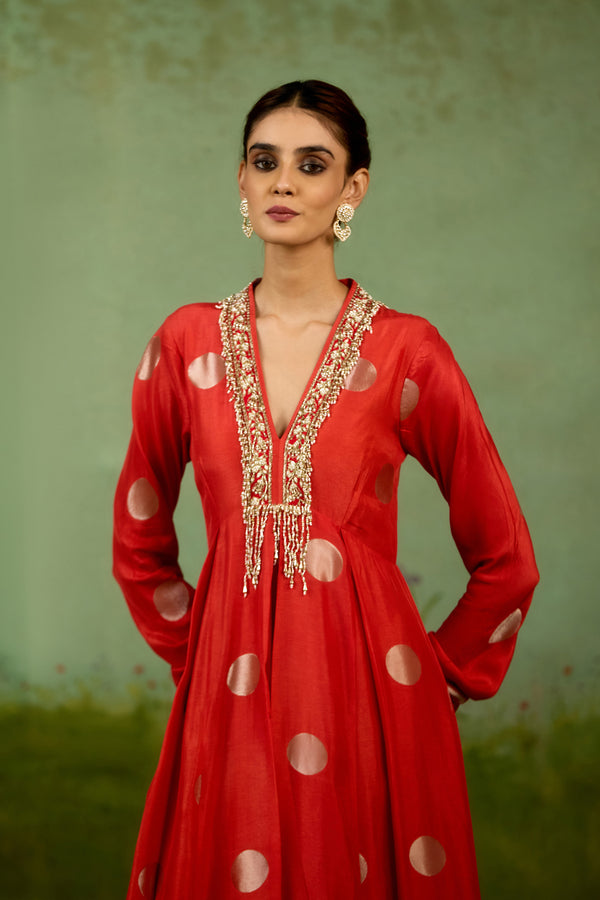 Burnt Orange Anarkali Dupatta Set