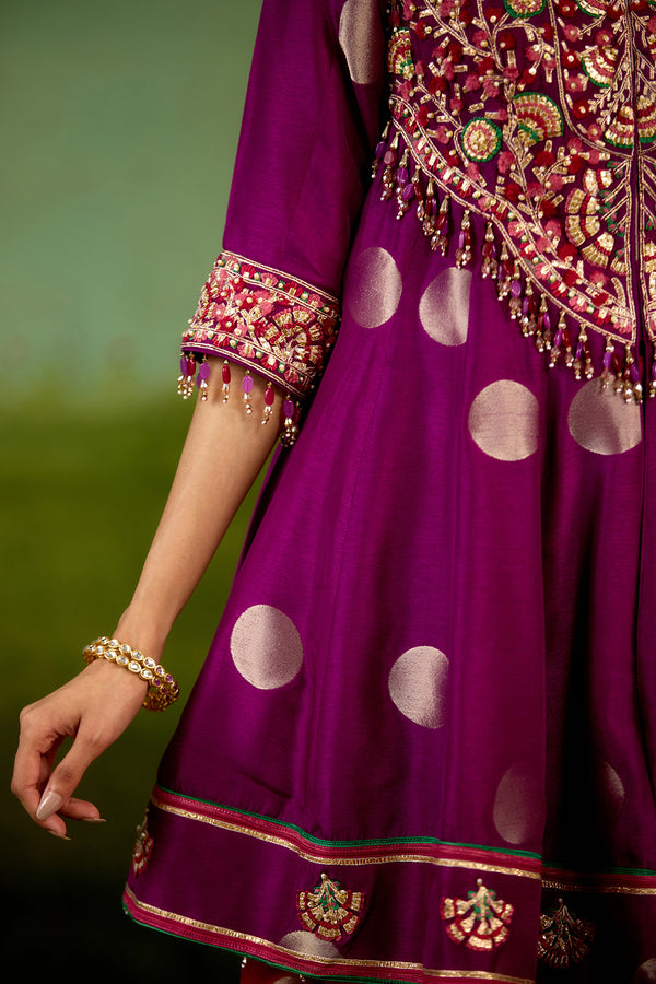 Purple Pink Top Dhoti set
