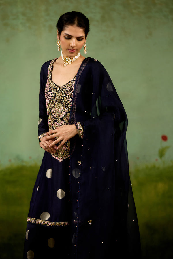 Navy Blue Kurta Sharara Set