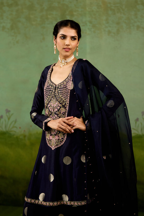 Navy Blue Kurta Sharara Set