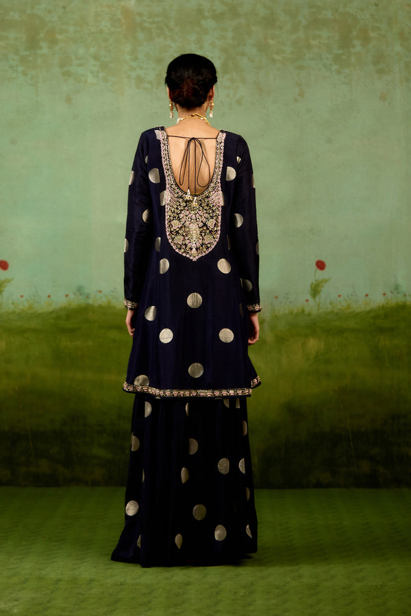 Navy Blue Kurta Sharara Set