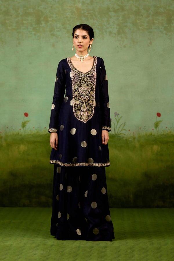 Navy Blue Kurta Sharara Set