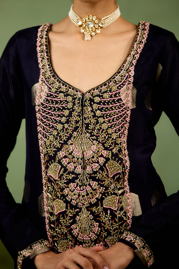 Navy Blue Kurta Sharara Set
