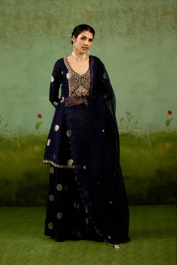 Navy Blue Kurta Sharara Set