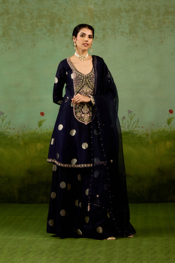 Navy Blue Kurta Sharara Set