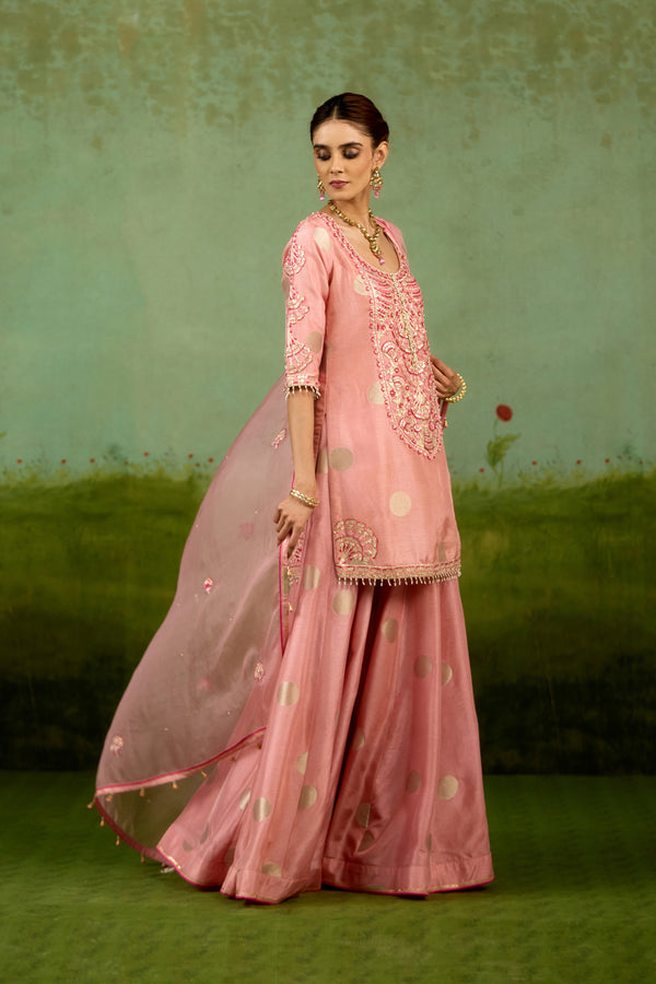 Coral Pink Sharara Set