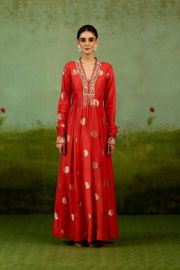 Burnt Orange Anarkali Set.