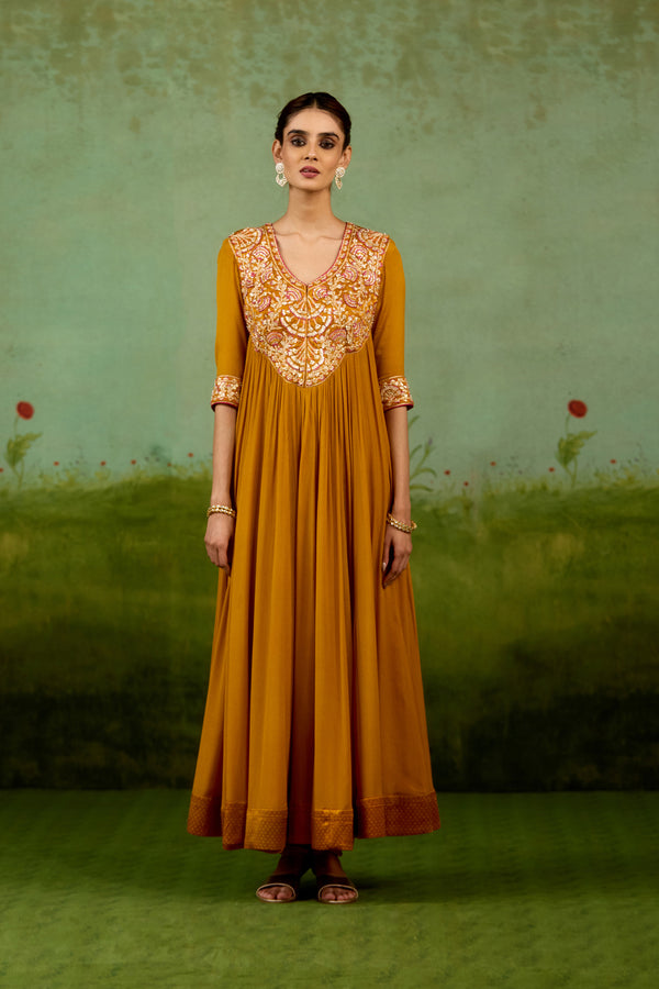 Mustard Yellow Anarkali Set