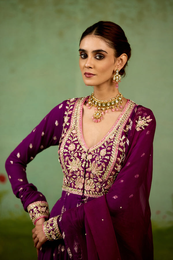 Wine Purple Anarkali Set
