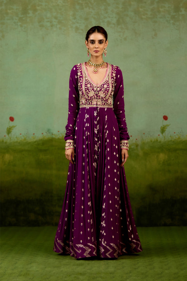 Wine Purple Anarkali Set