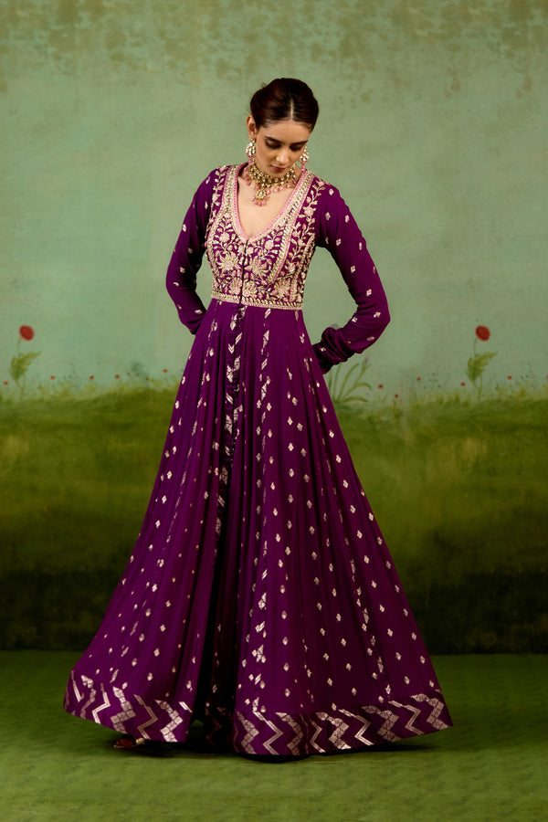 Wine Purple Anarkali Set