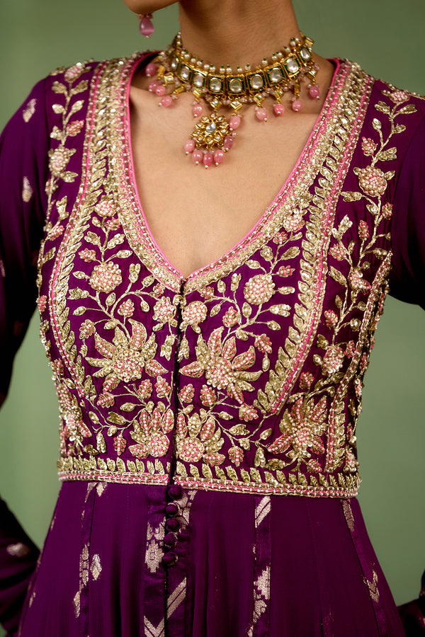 Wine Purple Anarkali Set