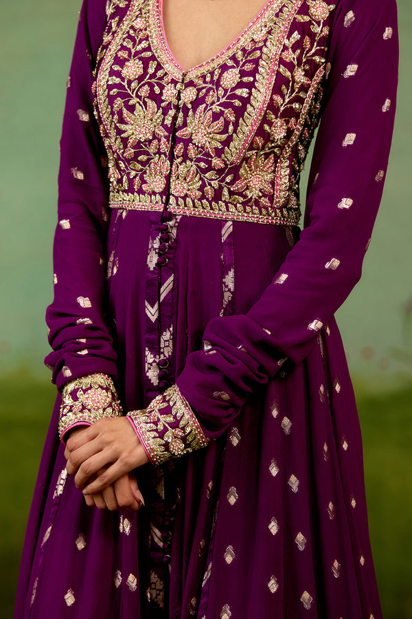 Wine Purple Anarkali Set