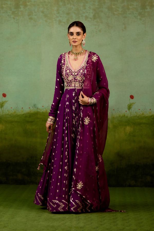 Wine Purple Anarkali Set
