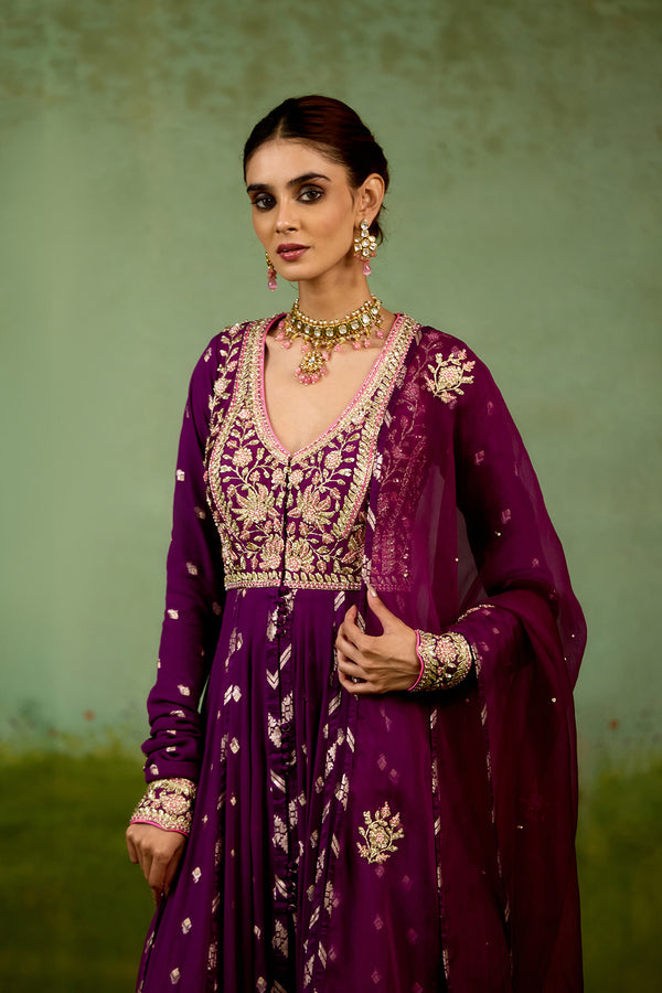 Wine Purple Anarkali Set