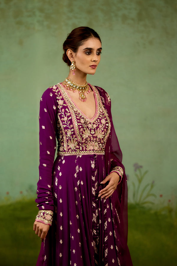 Wine Purple Anarkali Set
