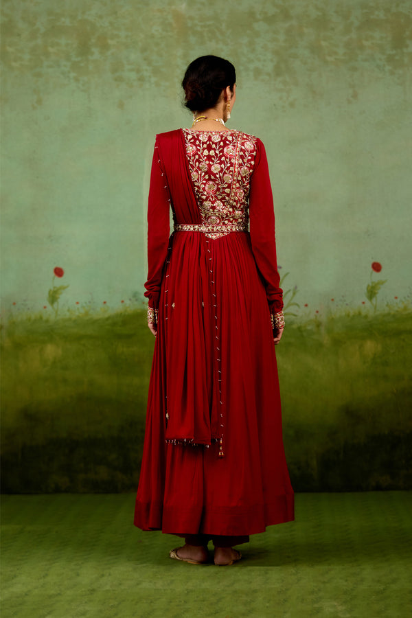 Maroon Anarkali Set