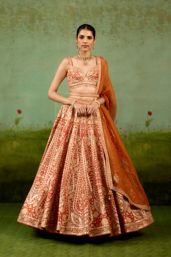 Rust Orange Lehenga Set