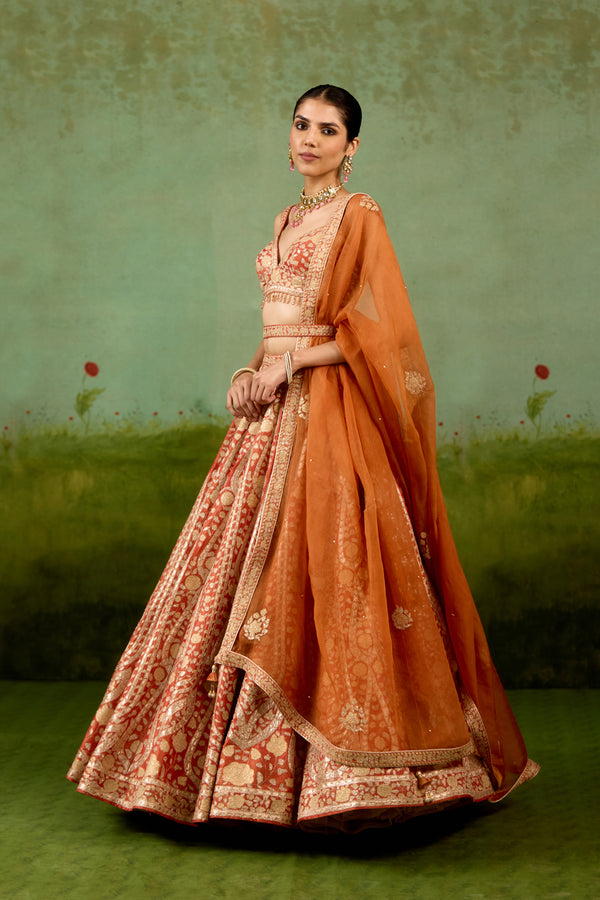 Rust Orange Lehenga Set