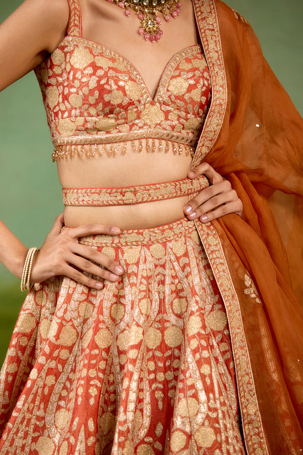 Rust Orange Lehenga Set