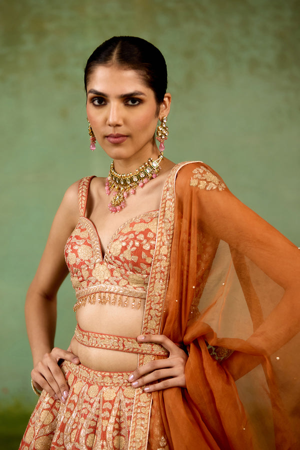 Rust Orange Lehenga Set