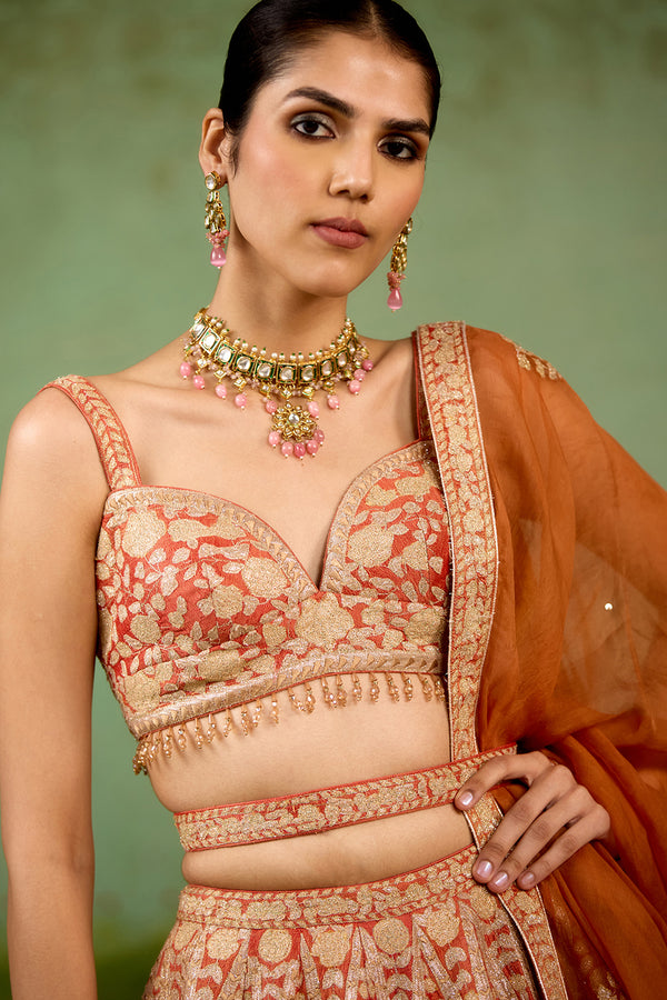 Rust Orange Lehenga Set