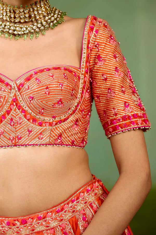 Sun Orange Lehenga Set