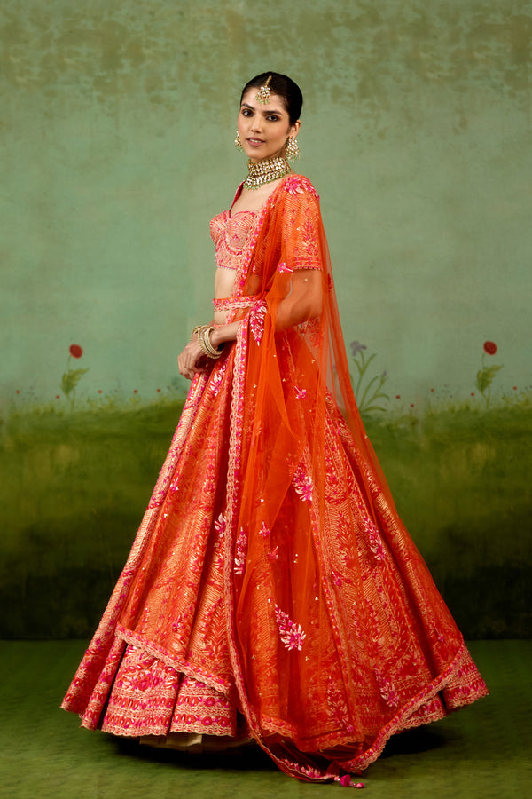 Sun Orange Lehenga Set