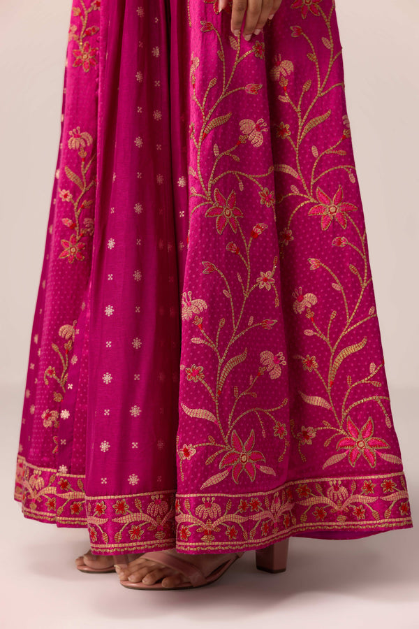 Grape wine pink dori embroidered anarkali set