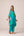 Emerald blue printed and embroidered kaftan set