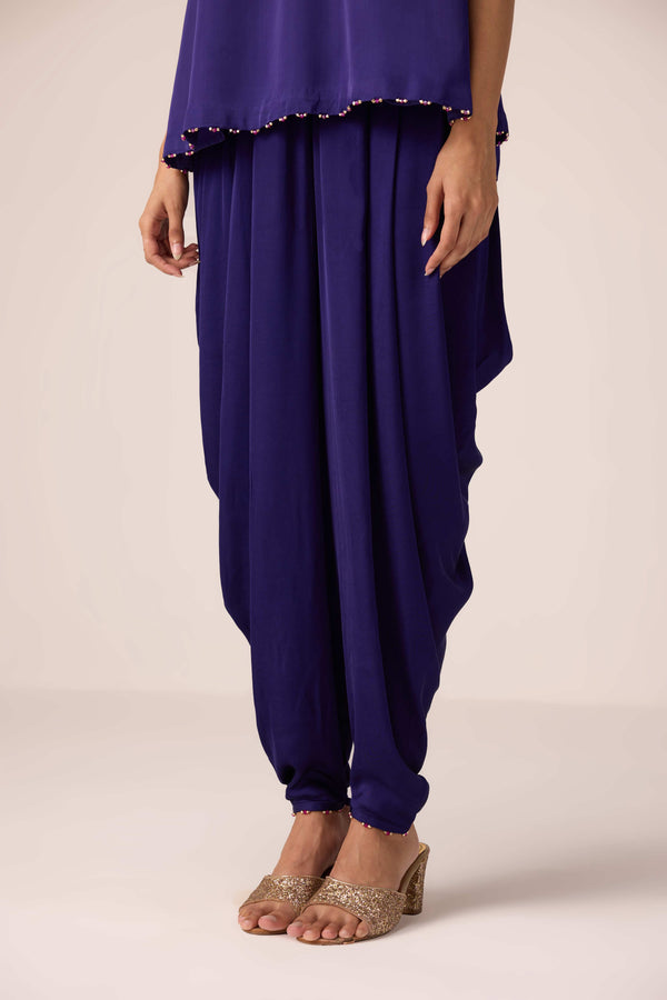 Purple wine zardozi embroidered top dhoti set