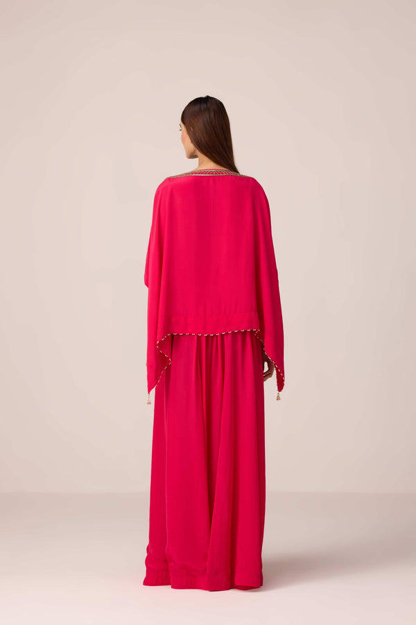 Pink zardozi embroidered kaftan pants set