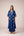 Indigo blue printed and embroidered kurta pants set
