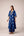 Indigo blue printed and embroidered kurta pants set
