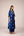 Indigo blue printed and embroidered kurta pants set